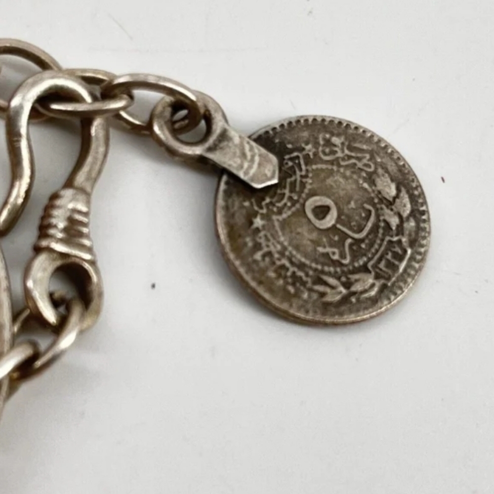Turkish, hand-made, Hammered Silver Tone Metal Bracelet - Picture 6 of 7